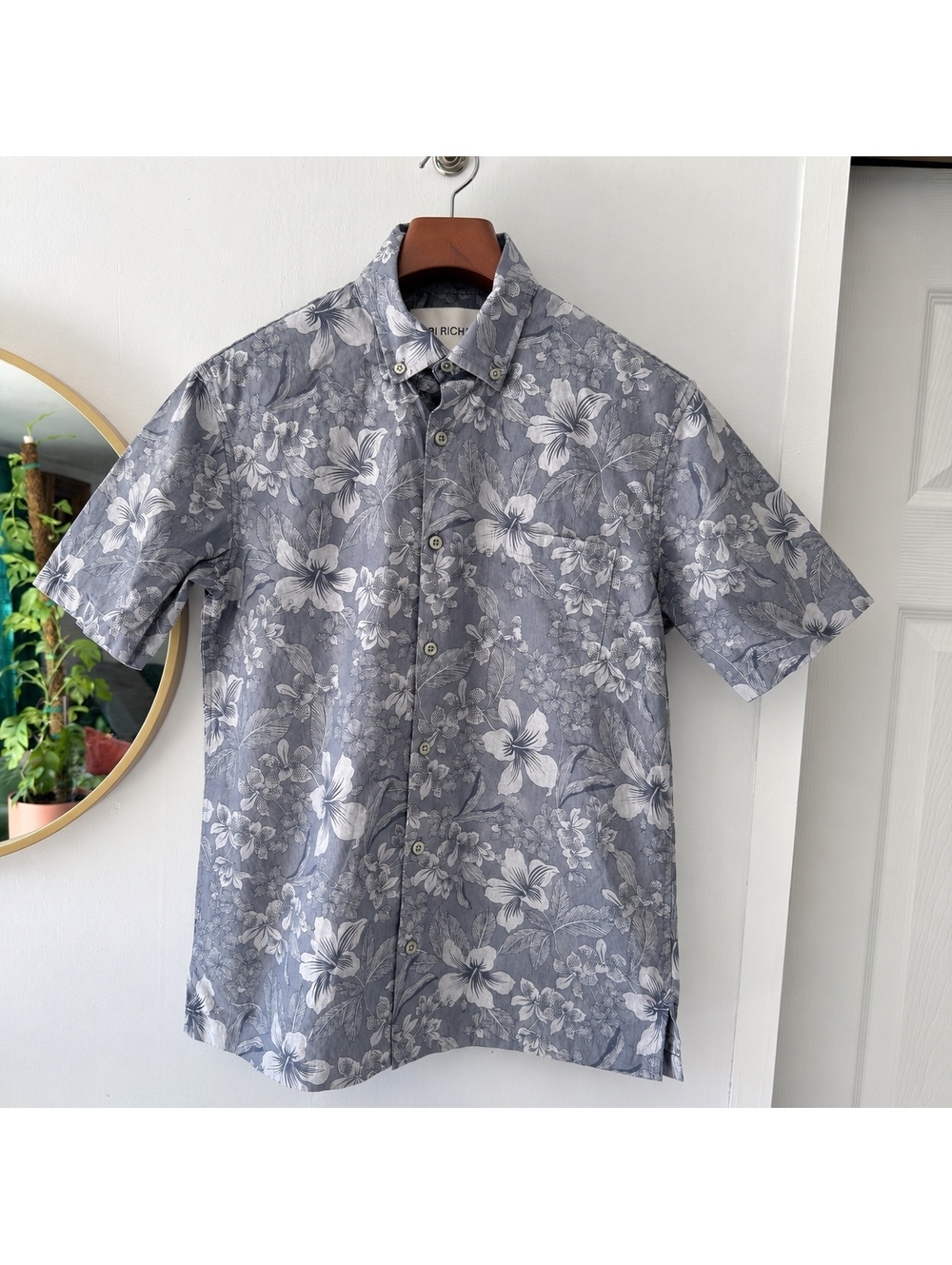 Tori Richard Blooming Aloha Graphite Gray Floral Hawaiian Button Down Shirt Smal